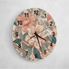 Floral Decorative Tempered Glass Wall Clock, Stylish Home Decor Gift For Couples