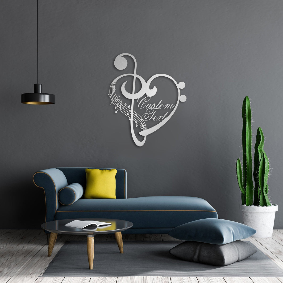 Personalized Music Notes and Heart Metal Wall Art Gift for Musician, Teacher or Music Lovers