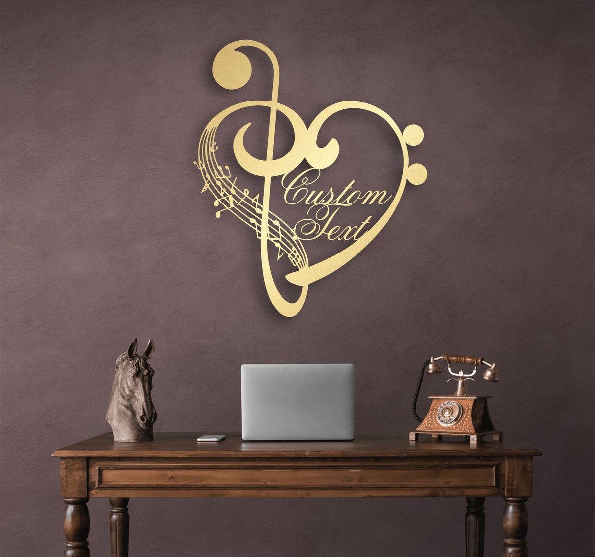 Personalized Music Notes and Heart Metal Wall Art Gift for Musician, Teacher or Music Lovers