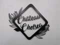 Personalized Black Metal Name Sign with Floral Accents