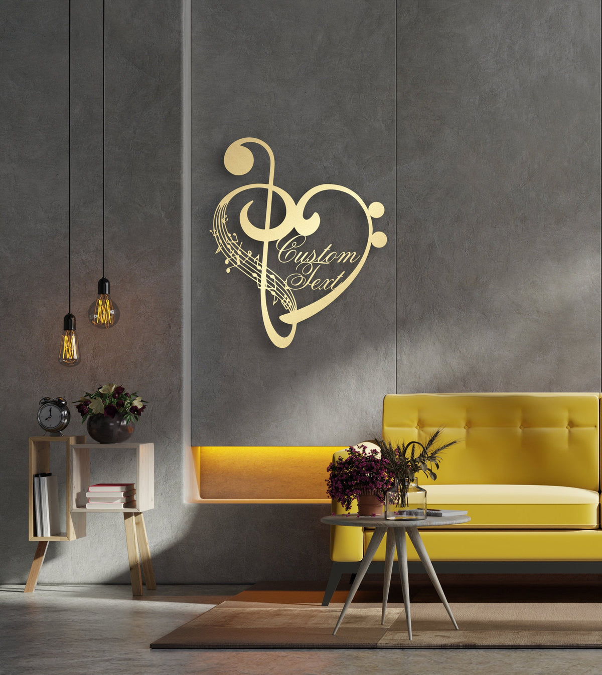 Personalized Music Notes and Heart Metal Wall Art Gift for Musician, Teacher or Music Lovers