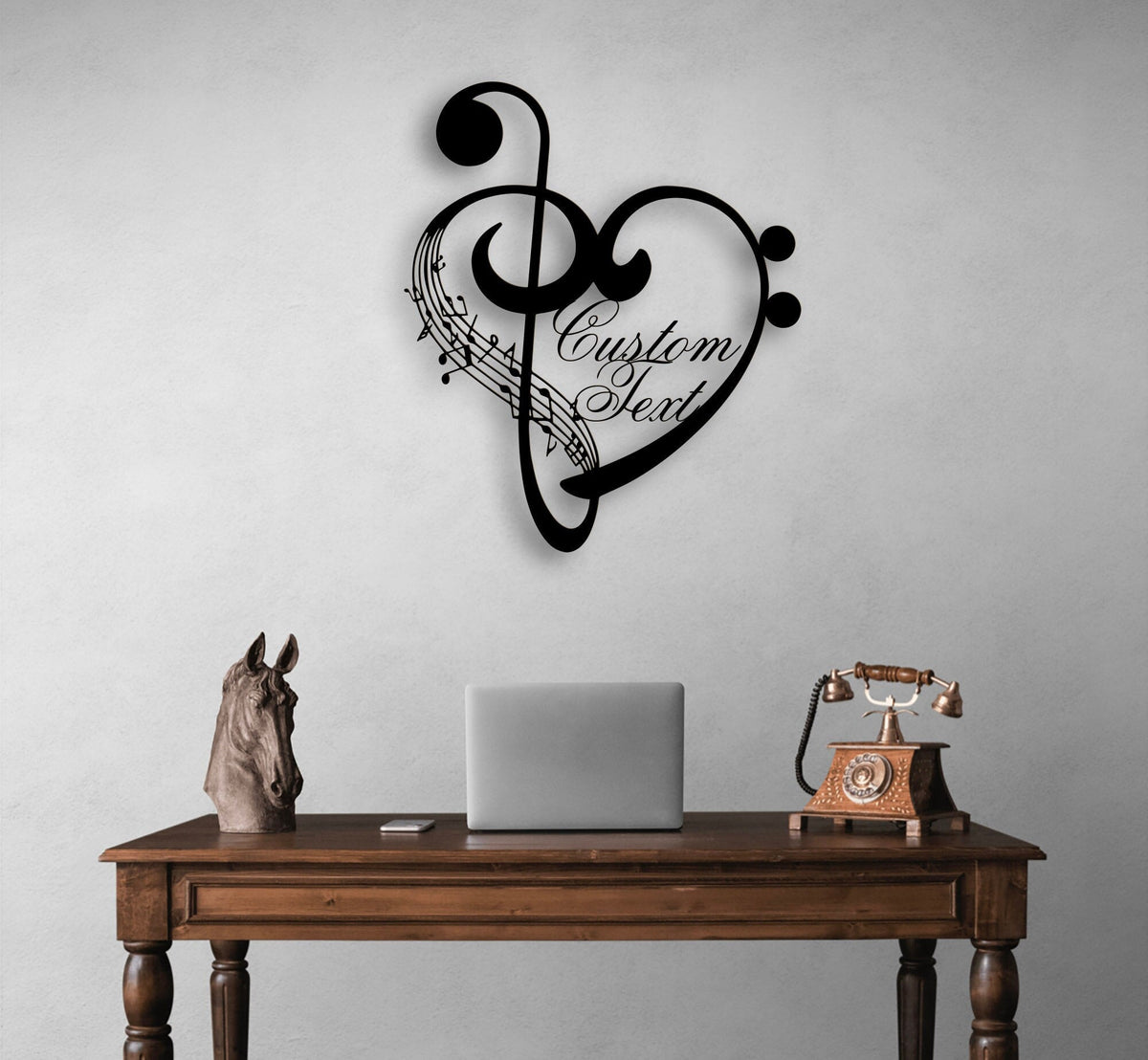 Personalized Music Notes and Heart Metal Wall Art Gift for Musician, Teacher or Music Lovers