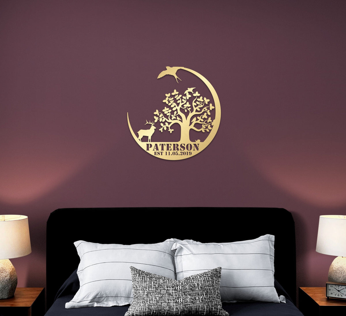 Personalized Family Tree Name Sign Metal Wall Art New Home Gİft