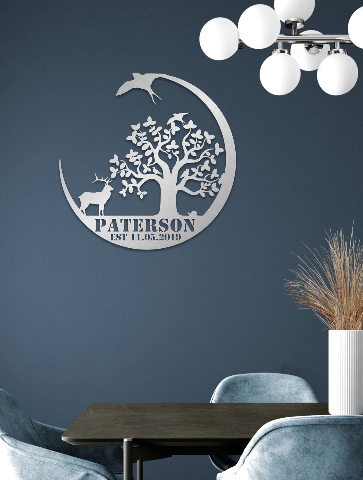 Personalized Family Tree Name Sign Metal Wall Art New Home Gİft
