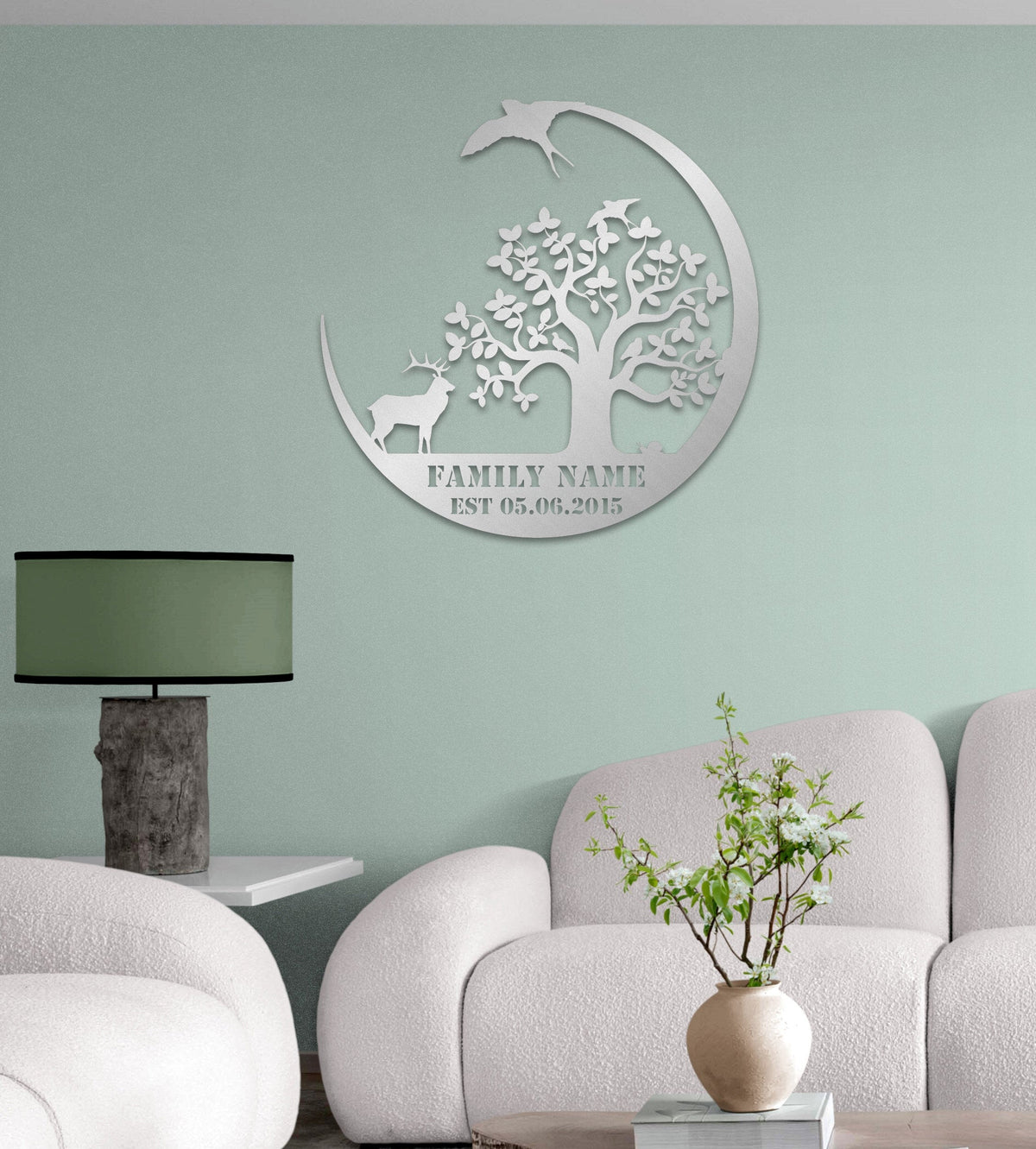 Personalized Family Tree Name Sign Metal Wall Art New Home Gİft