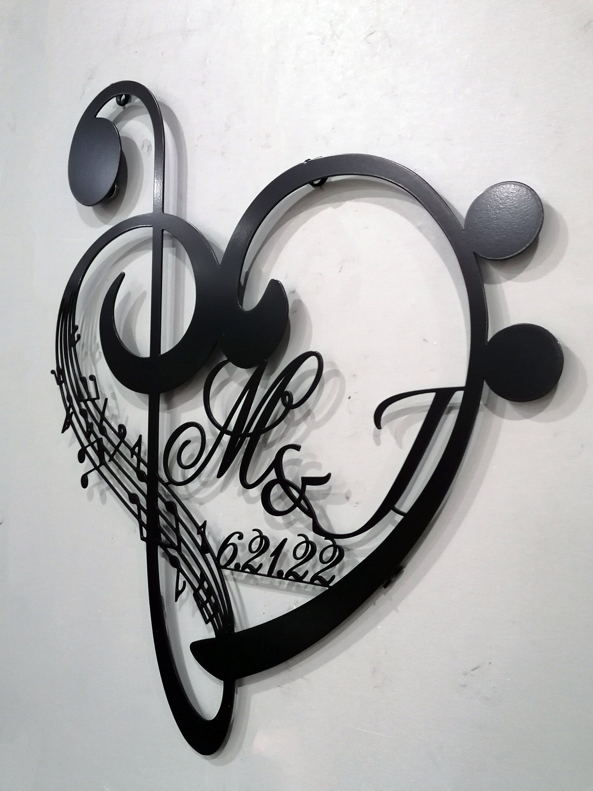 Personalized Music Notes and Heart Metal Wall Art Gift for Musician, Teacher or Music Lovers
