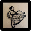 Black Metal Heart Music Notes Wall Art