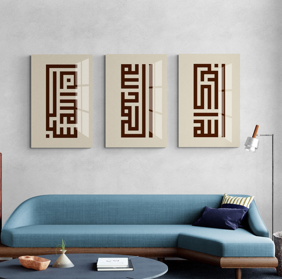 Glass Islamic Wall Art, SubhanAllah, Alhamdulillah, Allahu Akbar, Kufic Calligraphy